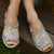 Blue Floral Cotton Slippers by Angads