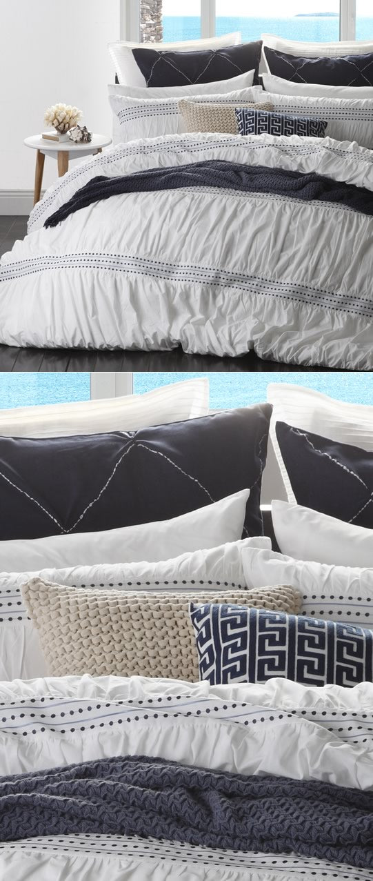 Corfu Navy Quilt Cover Set By Logan And Mason Cottonbox Pty Ltd