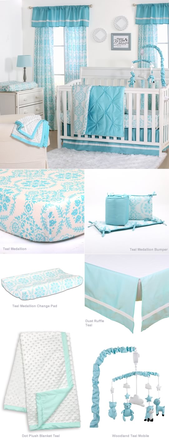 Teal cot bedding deals