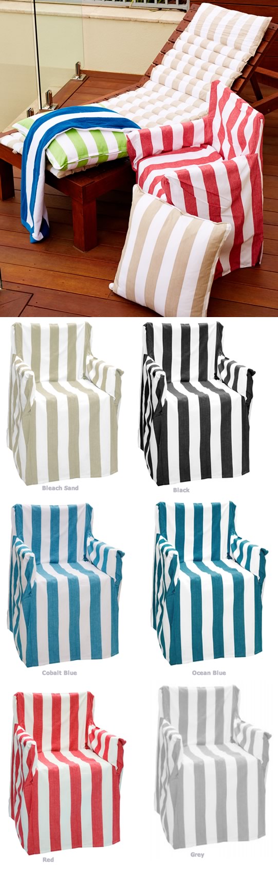 Alfresco Director Chair Covers Striped by RANS Cottonbox Pty Ltd