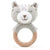 Fox Wood Ring Teether Grey