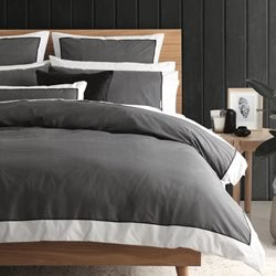 Essex Charcoal Quilt Cover Set by Logan & Mason – Cottonbox Pty Ltd